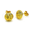 Arete Dormilona 02.342.0275 Oro Laminado, Diseño de Estrella y Flor, Diamantado, Tono Dorado