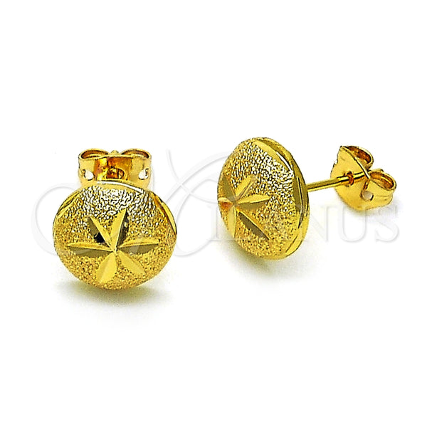 Arete Dormilona 02.342.0276 Oro Laminado, Diseño de Flor, Diamantado, Tono Dorado