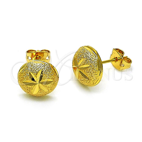 Arete Dormilona 02.342.0276 Oro Laminado, Diseño de Flor, Diamantado, Tono Dorado