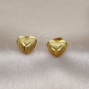 Arete Dormilona 02.342.0277 Oro Laminado, Diseño de Corazón, Diamantado, Tono Dorado