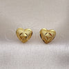Arete Dormilona 02.342.0278 Oro Laminado, Diseño de Corazón y Oja, Diamantado, Tono Dorado