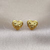 Arete Dormilona 02.342.0279 Oro Laminado, Diseño de Corazón y Flor, Diamantado, Tono Dorado