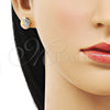 Arete Dormilona 02.342.0280 Oro Laminado, Diamantado, Tres Tonos