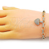Pulsera Elegante 03.283.0315.07 Oro Laminado, Diseño de Corazón, con Micro Pave Blanca, Pulido, Tono Dorado (Grosor 07 MM, 7 Pulgadas de Largo)