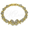 Pulsera Elegante 03.283.0316.07 Oro Laminado, Diseño de Besos y Abrazos y Mariposa, con Blanca Micro Pave, Pulido, Tono Dorado (08 MM Thickness, 7 Inches Length)