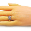 Anillo Multi Piedra 01.368.0019.2 Oro Laminado, Diseño de Osito, con Rubi and Negro Micro Pave, Pulido, Tono Dorado (One size fits all)