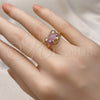 Anillo Multi Piedra 01.368.0019.2 Oro Laminado, Diseño de Osito, con Rubi and Negro Micro Pave, Pulido, Tono Dorado (One size fits all)