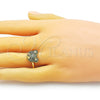 Anillo Multi Piedra 01.368.0019.3 Oro Laminado, Diseño de Osito, con Verde and Negro Micro Pave, Pulido, Tono Dorado (One size fits all)