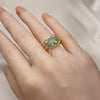Anillo Multi Piedra 01.368.0019.3 Oro Laminado, Diseño de Osito, con Verde and Negro Micro Pave, Pulido, Tono Dorado (One size fits all)