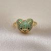 Anillo Multi Piedra 01.368.0019.3 Oro Laminado, Diseño de Osito, con Verde and Negro Micro Pave, Pulido, Tono Dorado (One size fits all)