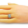 Anillo Multi Piedra 01.368.0019.5 Oro Laminado, Diseño de Osito, con Turquoise and Negro Micro Pave, Pulido, Tono Dorado (One size fits all)