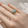 Anillo Multi Piedra 01.368.0019.5 Oro Laminado, Diseño de Osito, con Turquoise and Negro Micro Pave, Pulido, Tono Dorado (One size fits all)