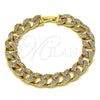 Pulsera Elegante 03.283.0321.08 Oro Laminado, Diseño de Cubana, con Blanca Micro Pave, Pulido, Tono Dorado (10 MM Thickness, 8 Inches Length)