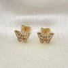 Arete Dormilona 02.379.0076 Oro Laminado, Diseño de Mariposa, con Marfil Perla, Pulido, Tono Dorado