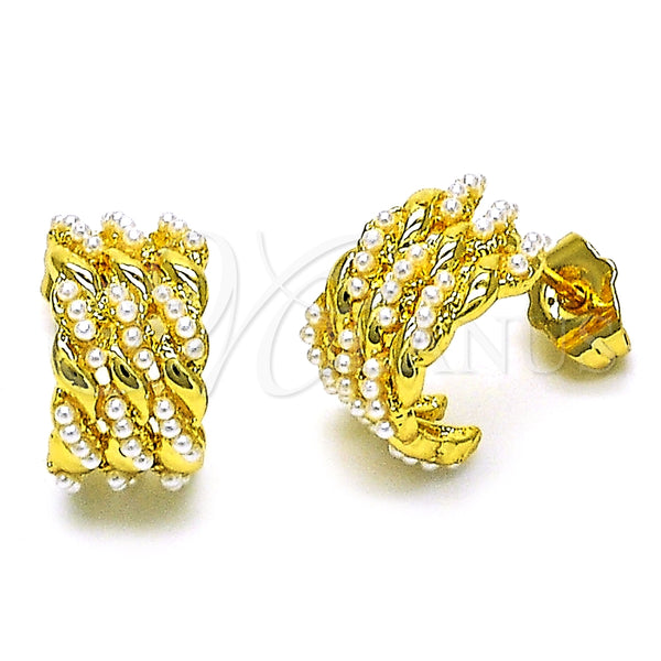 Arete Dormilona 02.379.0077 Oro Laminado, con Marfil Perla, Pulido, Tono Dorado