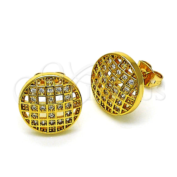 Arete Dormilona 02.342.0284 Oro Laminado, con Blanca Micro Pave, Pulido, Tono Dorado