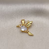 Dije Elegante 05.342.0186 Oro Laminado, Diseño de Pajaro, con Blanca Zirconia Cubica and Blanca Micro Pave, Pulido, Tono Dorado