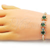 Pulsera Elegante 03.284.0034.1.08 Oro Laminado, Diseño de Osito, con Verde Zirconia Cubica and Blanca Micro Pave, Pulido, Tono Dorado (04 MM Thickness, 8 Inches Length)