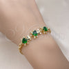 Pulsera Elegante 03.284.0034.1.08 Oro Laminado, Diseño de Osito, con Verde Zirconia Cubica and Blanca Micro Pave, Pulido, Tono Dorado (04 MM Thickness, 8 Inches Length)