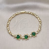 Pulsera Elegante 03.284.0034.1.08 Oro Laminado, Diseño de Osito, con Verde Zirconia Cubica and Blanca Micro Pave, Pulido, Tono Dorado (04 MM Thickness, 8 Inches Length)