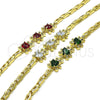 Pulsera Elegante 03.284.0034.1.08 Oro Laminado, Diseño de Osito, con Verde Zirconia Cubica and Blanca Micro Pave, Pulido, Tono Dorado (04 MM Thickness, 8 Inches Length)