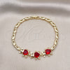 Pulsera Elegante 03.284.0034.2.08 Oro Laminado, Diseño de Osito, con Granate Zirconia Cubica and Blanca Micro Pave, Pulido, Tono Dorado (04 MM Thickness, 8 Inches Length)