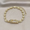Pulsera Solida 03.411.0009.08 Oro Laminado, Diseño de Guadalupe y Flor, con Blanca Zirconia Cubica, Pulido, Tono Dorado (06 MM Thickness, 8 Inches Length)
