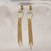 Arete Largo 02.268.0116 Oro Laminado, Diseño de Baguette, con Blanca Zirconia Cubica, Pulido, Tono Dorado