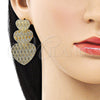 Arete Largo 02.213.0431.1 Oro Laminado, Diseño de Corazón, Pulido, Tono Dorado
