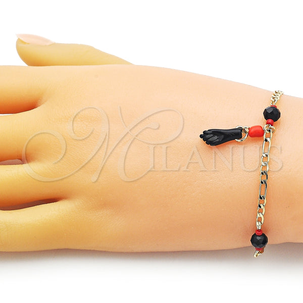 Pulsera Elegante 03.213.0227.08 Oro Laminado, Diseño de Mano de Figa y Figaro, Pulido, Tono Dorado (03 MM Thickness, 8 Inches Length)