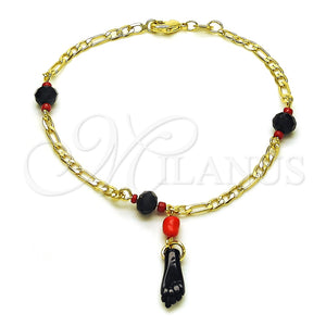 Pulsera Elegante 03.213.0227.08 Oro Laminado, Diseño de Mano de Figa y Figaro, Pulido, Tono Dorado (03 MM Thickness, 8 Inches Length)