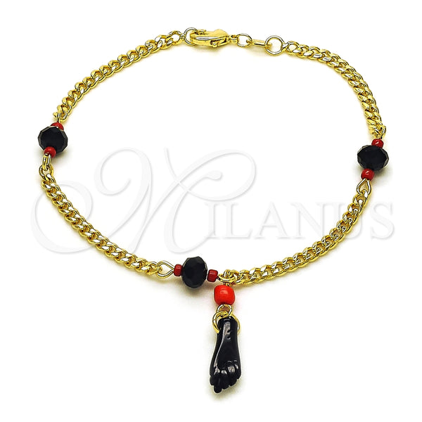 Pulsera Elegante 03.213.0229.08 Oro Laminado, Diseño de Mano de Figa y Miami Cubana, Pulido, Tono Dorado (03 MM Thickness, 8 Inches Length)