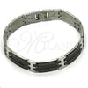 Pulsera Solida 03.114.0360.3.09 Acero Inoxidable, Diseño de Llave Griega, Pulido, Dos Tonos (12 MM Thickness, 9 Inches Length)