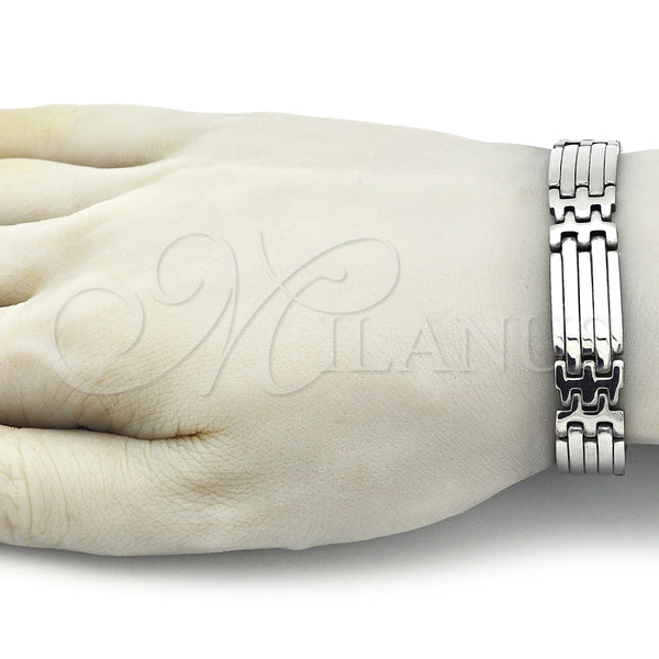 Pulsera Solida 03.114.0315.3.09 Acero Inoxidable, Pulido, Tono Plateado (12 MM Thickness, 9 Inches Length)