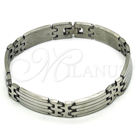 Pulsera Solida 03.114.0315.3.09 Acero Inoxidable, Pulido, Tono Plateado (12 MM Thickness, 9 Inches Length)