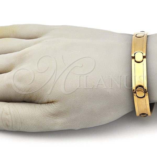 Pulsera Solida 03.114.0213.4.08 Acero Inoxidable, Pulido, Tono Dorado (11 MM Thickness, 8 Inches Length)