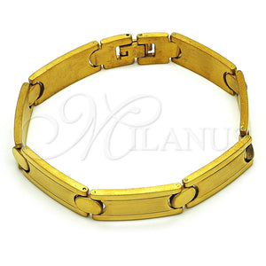 Pulsera Solida 03.114.0213.4.08 Acero Inoxidable, Pulido, Tono Dorado (11 MM Thickness, 8 Inches Length)