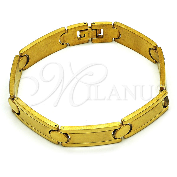 Pulsera Solida 03.114.0213.4.08 Acero Inoxidable, Pulido, Tono Dorado (11 MM Thickness, 8 Inches Length)