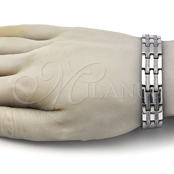 Pulsera Solida 03.114.0274.3.09 Acero Inoxidable, Pulido, Tono Plateado (14 MM Thickness, 9 Inches Length)