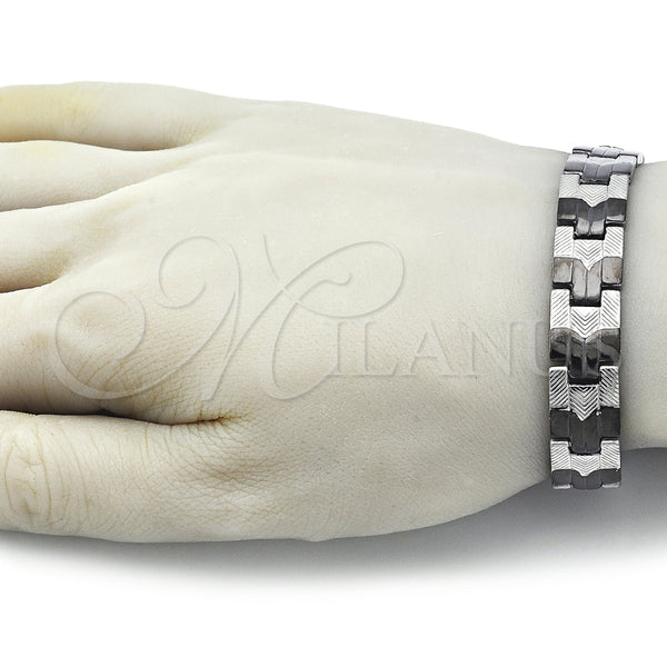 Pulsera Solida 03.114.0312.3.08 Acero Inoxidable, Pulido, Dos Tonos (12 MM Thickness, 8 Inches Length)