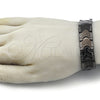 Pulsera Solida 03.114.0221.2.09 Acero Inoxidable, Diseño de Llave Griega, Pulido, Rodinado Negro (16 MM Thickness, 9 Inches Length)