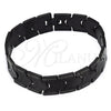 Pulsera Solida 03.114.0221.2.09 Acero Inoxidable, Diseño de Llave Griega, Pulido, Rodinado Negro (16 MM Thickness, 9 Inches Length)