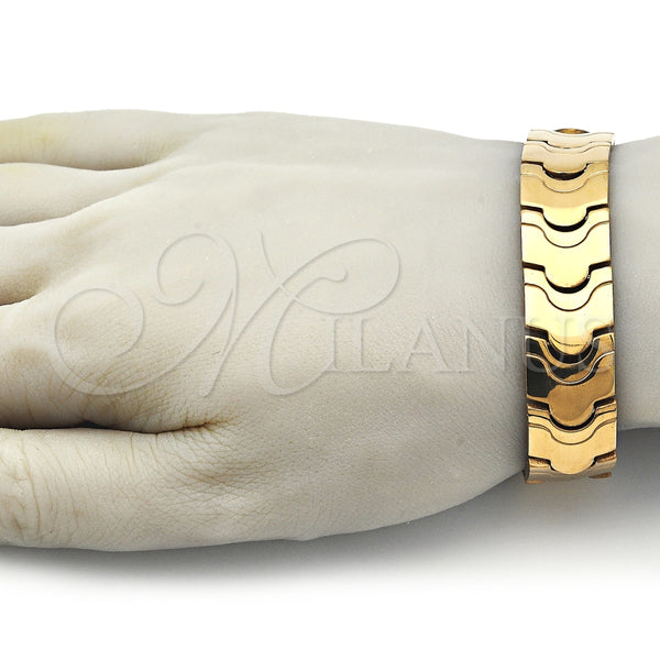 Pulsera Solida 03.114.0221.3.09 Acero Inoxidable, Pulido, Tono Dorado (16 MM Thickness, 9 Inches Length)