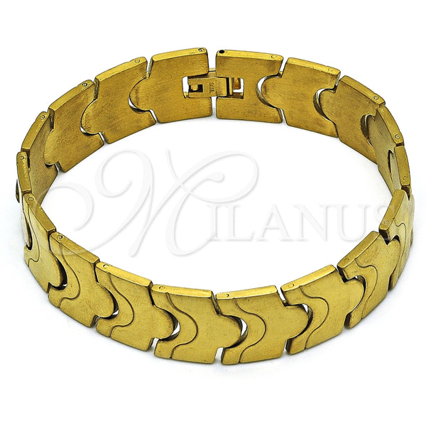 Pulsera Solida 03.114.0221.3.09 Acero Inoxidable, Pulido, Tono Dorado (16 MM Thickness, 9 Inches Length)