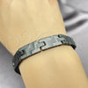 Pulsera Solida 5.247.010.2.09 Acero Inoxidable, Diseño de Llave Griega, Pulido, Rodinado Negro (12 MM Thickness, 9 Inches Length)