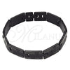 Pulsera Solida 5.247.010.2.09 Acero Inoxidable, Diseño de Llave Griega, Pulido, Rodinado Negro (12 MM Thickness, 9 Inches Length)