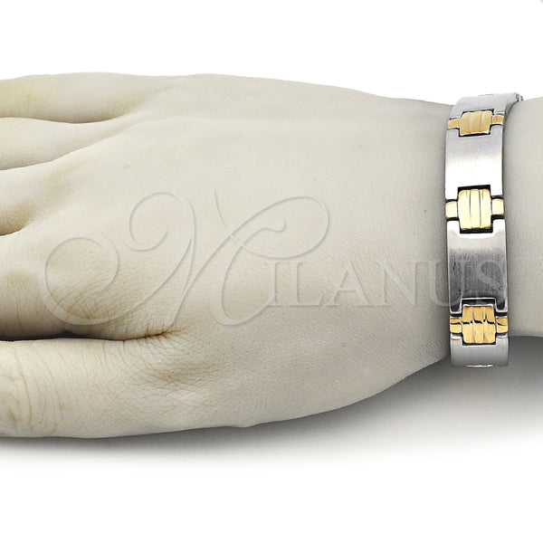 Pulsera Solida 03.114.0385.2.08 Acero Inoxidable, Pulido, Dos Tonos (13 MM Thickness, 8 Inches Length)