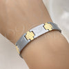 Pulsera Solida 03.114.0385.2.08 Acero Inoxidable, Pulido, Dos Tonos (13 MM Thickness, 8 Inches Length)