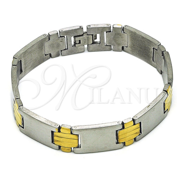 Pulsera Solida 03.114.0385.2.08 Acero Inoxidable, Pulido, Dos Tonos (13 MM Thickness, 8 Inches Length)