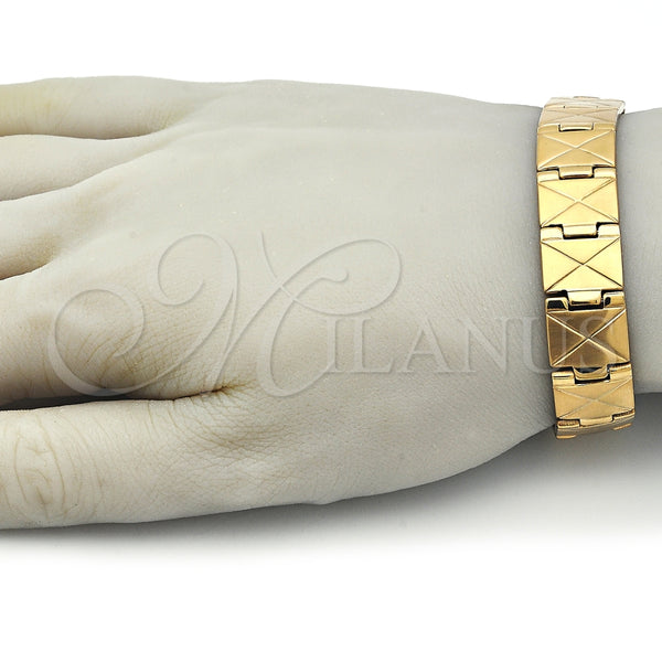 Pulsera Solida 03.114.0305.1.08 Acero Inoxidable, Pulido, Tono Dorado (14 MM Thickness, 8 Inches Length)